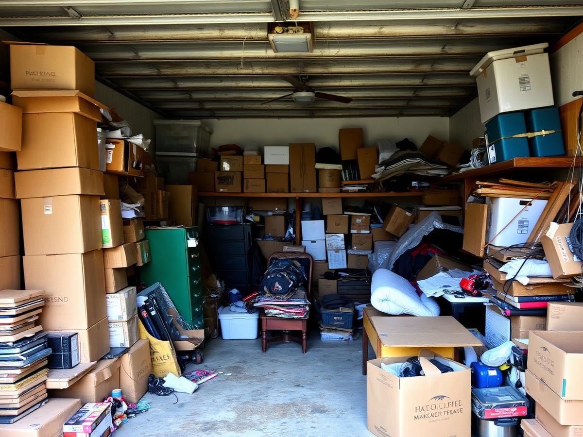 Two-car garage, Scarborough before junk removal